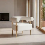 Sillon beige tejido/madera